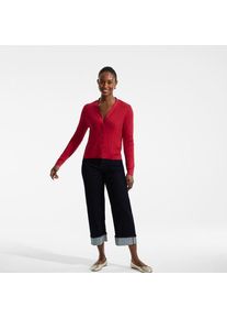 LANDS' END Rippstrick-Cardigan aus Seidenmix, Damen,  Rot, Baumwolle/Seide/Nylon, by Lands' End