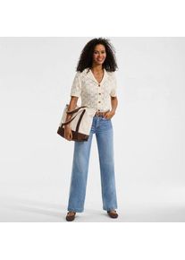 LANDS' END Soft Ease Ajour-Cardigan mit Leinen, Damen,  Blau, Baumwolle/Leinen/Nylon, by Lands' End