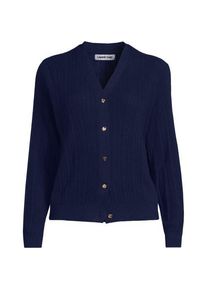 LANDS' END Rippstrick-Cardigan aus Seidenmix, Damen,  Blau, Baumwolle/Seide/Nylon, by Lands' End