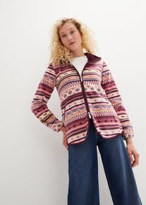 bonprix Kapuzen-Fleecejacke mit Norweger-Muster, wei&szlig;, Gr.48/50 (XL), Kuschelige Fleecejacke mit Kapuze im Norweger-Stil, aus Fleece