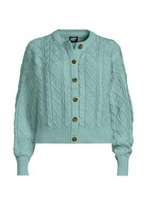 LANDS' END Zopfmuster-Cardigan DRIFTER, Damen,  Gr&uuml;n, Baumwolle, by Lands' End