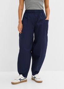 bonprix Ballonhose aus elastischem Baumwoll-Mix, blau, Gr.38, Trendy Ballonhose in extra weiter Passform mit Bequembund, 98% Baumwolle