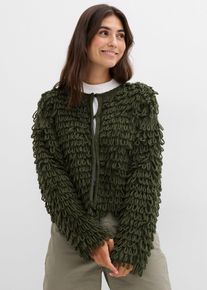 bonprix Grobstrickjacke, gr&uuml;n, Gr.52/54 (XXL), Trendy Strickjacke mit &uuml;berschnittener Schulter