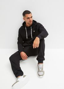 bonprix Jogginganzug (2-tlg. Set) aus reiner Baumwolle, schwarz, Gr.44/46 (S), Toller Jogginganzug mit einer kleinen Stickerei auf dem Sweatshirt und auf der Jogginghose, Sweatshirt mit K&auml;ngurutasche, maschinenwaschbar, aus 100% Baumwolle