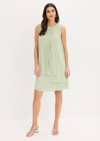bonprix Chiffonkleid im Lagen-Look, gr&uuml;n, Gr.52, Mini-Kleid aus feinem Chiffon im Lagen-Look