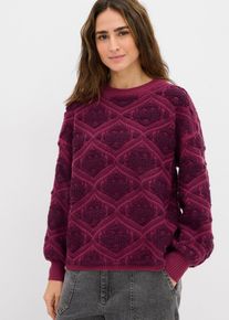 bonprix Boxy-Strickpullover, lila, Gr.32/34 (XS), Modischer Jacquard Pullover mit Rundhalsausschnitt