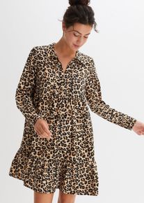 bonprix Tunika-Kleid, beige, Gr.36, modernes Kleid mit Kragen