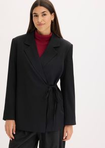 bonprix Oversize-Blazer, schwarz, Gr.44, Leger ausfallender Blazer mit asymmetrischer Taillen-Schn&uuml;rung