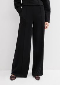 bonprix Hose aus Viskose-Mix, schwarz, Gr.46, Hose mit weitem Bein aus Punto die Roma mit Bequembund und Biese vorne, aus Viskose