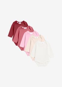 bonprix Langarmbody aus reiner Bio-Baumwolle (5er Pack), rot, Gr.56/62, Baby Langarmbody aus reiner Bio-Baumwolle im 5er Pack, aus 100% Baumwolle