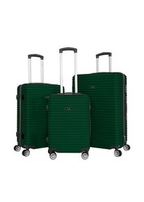 Novel Reisekofferset, Dunkelgr&uuml;n, Metall, Kunststoff, Textil, 3-teilig, Zahlenschloss, h&ouml;henverstellbarer Teleskopgriff, 360&deg;-Rollensystem, Tragehenkel, Netzfach, Freizeit, Koffer & Taschen, Reisekoffer-Sets