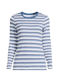 LANDS' END Langarmshirt aus mikrofeinem Baumwollripp, Damen,  Wei&szlig;, Baumwolle/Elasthan, by Lands' End