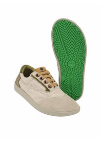 Satorisan S.L Herren Hatko Vintage Beige Leinen mit Veloursleder (Rind)