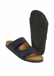 Plakton Herren Memory-Sandale Blau Rind- und Veloursleder