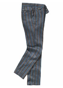 Mey & Edlich Mey & Edlich Herren Streifenchino Essenza Blau 50 % Baumwolle, 48 % Leinen, 2 % Elasthan
