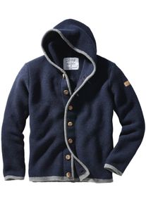Liebling Herren Alpen-Hoodie-Jacke Thomas II Blau 100 % Schurwolle