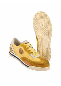Kamo Gutsu Herren Low-Top-Sneaker Scudo Gelb Kalbleder, Baumwolle