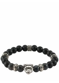 Mey & Edlich Mey & Edlich Herren Black-Panther-Armband Braun Versilbertes Zinn, Lavaperlen