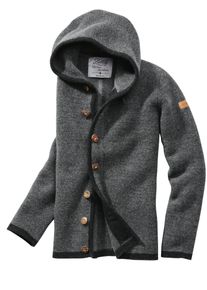 Liebling Herren Alpen-Hoodie-Jacke Thomas II Grau 100 % Schurwolle