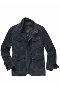 Mey & Edlich Mey & Edlich Herren Leder-Feld-Jackett Blau Obermaterial: Ziegenveloursleder