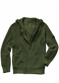 Mey & Edlich Mey & Edlich Herren Gestrickte Kapuzenjacke Gr&uuml;n 80 % Baumwolle, 20 % Wolle