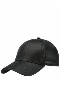 Stetson Herren Leder-Baseballcap Schwarz Rindleder