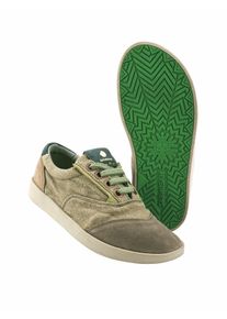 Satorisan S.L Herren Barfu&szlig;-Sneaker Hatko Gr&uuml;n Leder, Leinen und Baumwolle