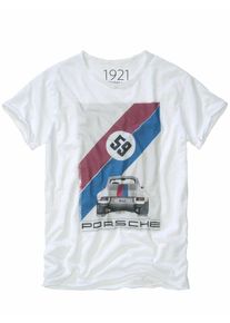 1921 T-Shirts Herren T-Shirt Carrera Wei&szlig; 100 % Baumwolle