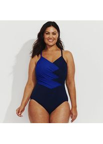 LANDS' END Shape-Badeanzug SLENDER mit Webdetail, Damen,  Blau, Elasthan/Nylon-Mischung, by Lands' End