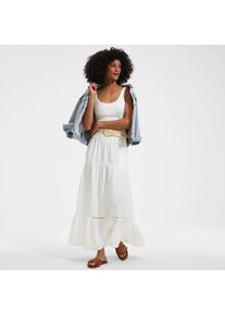 LANDS' END Maxi-Stufenrock aus Musselin f&uuml;r Damen, Damen, size: regular, Wei&szlig;, Baumwolle, by Lands' End