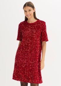 bonprix Minikleid mit Pailletten, rot, Gr.44/46 (L), Ein schickes Samtkleid mit Pailletten. Perfekt f&uuml;r die Feiertage!