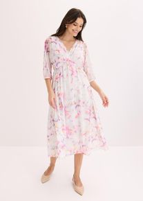 bonprix Jerseykleid aus zartem Mesh, wei&szlig;, Gr.40/42 (M), Modernes Kleid mit sch&ouml;nem Print