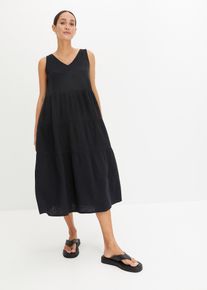 bonprix Musselin-Kleid aus reiner Baumwolle, schwarz, Gr.40, Sommerliches Kleid, leicht transparent, aus Musselin