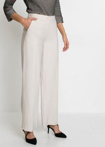 bonprix Leichte Marlenehose mit Viskose, beige, Gr.52, elegante Hose mit weitem Bein
