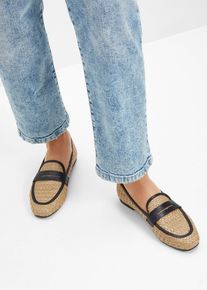 bonprix Loafer in Stroh-Optik, beige, Gr.37, Modischer Loafer im Material-Mix