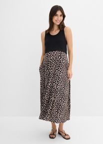 bonprix 2-in-1 Maxi- Umstandskleid mit Stillfunktion, schwarz, Gr.32/34 (XS), Mama Shirt Kleid aus flie&szlig;endem Viskose-Elasthan-Mix, aus Viskose