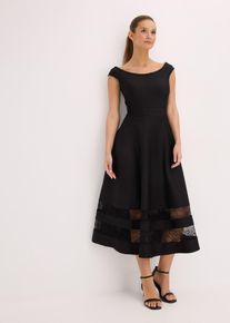 bonprix Carmen-Kleid mit Spitze, schwarz, Gr.44/46 (L), Romantisch und feminin: Carmen-Kleid mit Spitzen-Einsatz und G&uuml;rtel