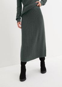 bonprix Midirock, gr&uuml;n, Gr.56/58 (3XL), modischer Strickrock aus Baumwoll-Mix, 50% Baumwolle