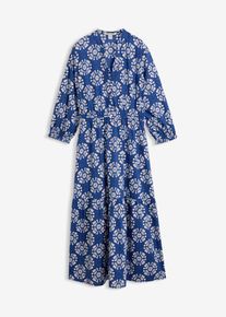 bonprix Weites Maxikleid aus reiner Baumwolle, blau, Gr.38, Weite Passform f&uuml;r viel Bewegungsfreiheit, mit Taschen, aus Viskose