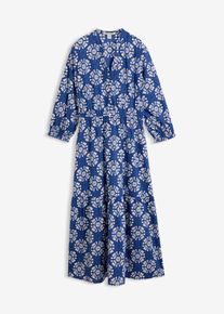 bonprix Weites Maxikleid aus reiner Baumwolle, blau, Gr.36, Weite Passform f&uuml;r viel Bewegungsfreiheit, mit Taschen, aus Viskose