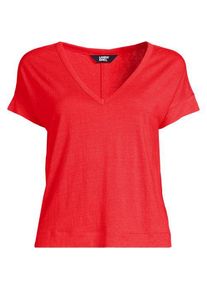 LANDS' END Leinen/Modal-Shirt mit V-Ausschnitt, Damen,  Orange, Leinen/Baumwolle Modal, by Lands' End
