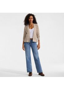 LANDS' END Soft Ease Ajour-Cardigan aus Leinenmix, Damen,  Wei&szlig;, Baumwolle/Leinen/Nylon, by Lands' End