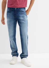 bonprix Regular-Fit-Jeans Straight, blau, Gr.42, Kernige Stretch-Jeans mit angesagter Waschung und Used-Effekten, 99% Baumwolle