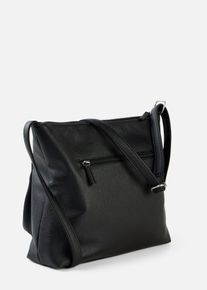 bonprix Umh&auml;ngetasche mit dekorativer Au&szlig;entasche, schwarz, Gr.26,5x27 cm, Sch&ouml;ne Umh&auml;ngetasche in Lederoptik, aus Vegan
