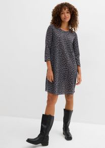 bonprix Kurzes Shirtkleid in Strickoptik, grau, Gr.32/34 (XS), Trendiges Shirtkleid in Strickoptik mit Druck und 3/4 &Auml;rmeln, 75% Polyester