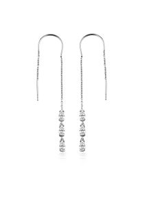 dKeniz Ohrh&auml;nger 925/- Sterling Silber rhodiniert Gl&auml;nzend 8cm Zirkonia Wei&szlig;