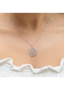 ZEEme Basic Halskette Silber 925 rhodiniert 42+3cm lang mit Motiv Blume des Lebens