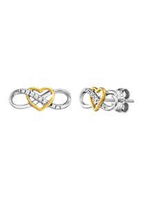 JULIE JULSEN Ohrstecker 925/- Sterling Silber rhodiniert/vergoldet 16 Zirkonia Infinity