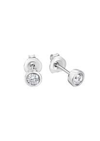 ZEEme Basic Ohrstecker Silber 925 rhodiniert mit Zirkonia wei&szlig; 4mm