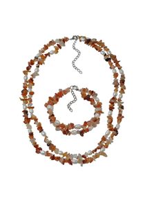 Steuer Modeschmuck Schmuckset Set aus Collier und Armband 2 -reihig Achatsplitter